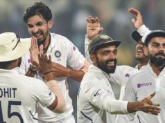 India won its first pink-ball test by an innings and 46 runs bcci ball by ball live score
