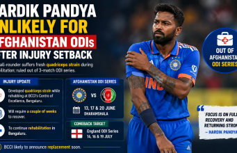 Hardik Pandya Unlikely for Afghanistan ODIs After Injury