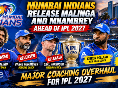 Mumbai Indians Release Malinga and Mhambrey Ahead of IPL 2027